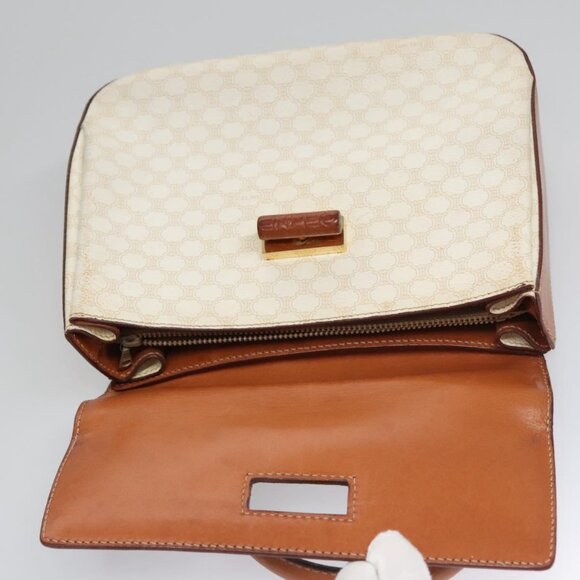CELINE Macadam Canvas Hand Bag PVC Leather 2way White - Picture 9 of 16